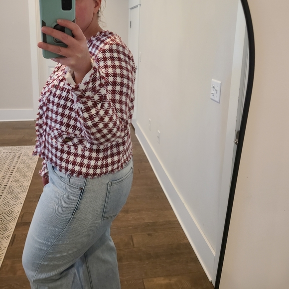 NWT Ann Taylor Cropped Tweed Fringe Blazer - Picture 4 of 8